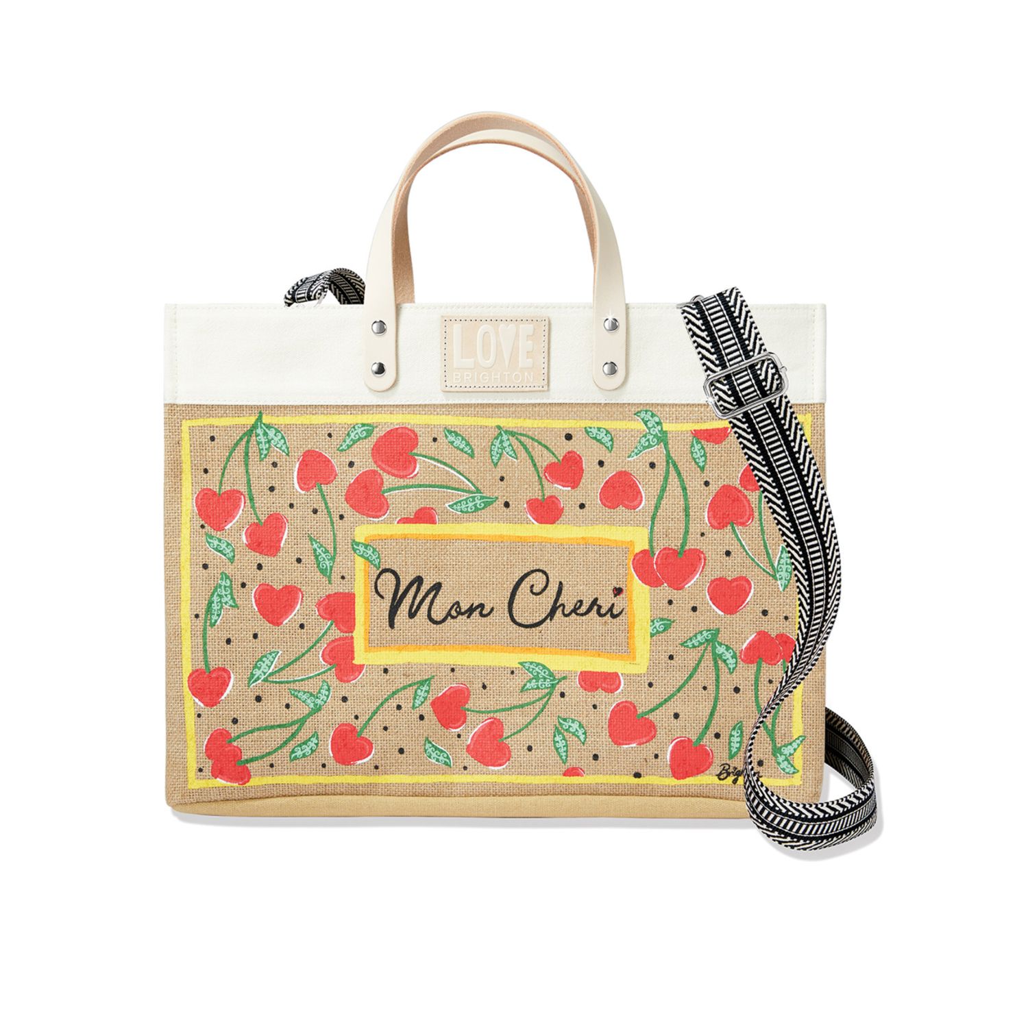 Mon Cheri East West Burlap Tote