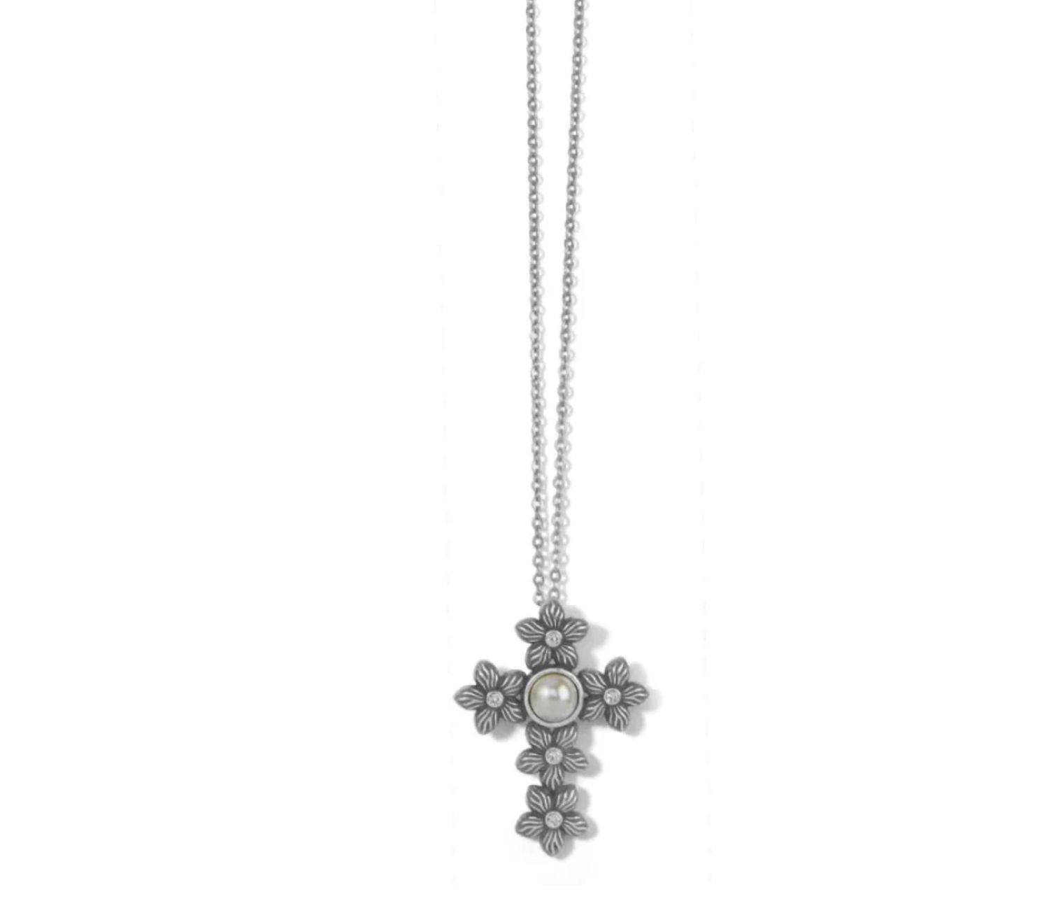 Bloom Cross Pearl Necklace