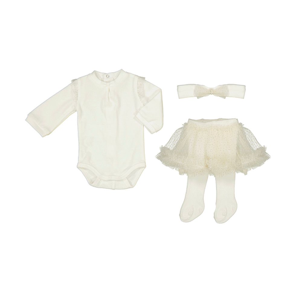  Layette Crudo Natural Tutu Skirt Set, Size: 0-1. Newborn