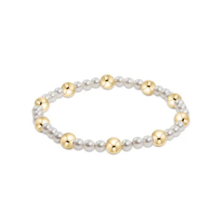 Pearl Sincerity Pattern 4mm Bead Bracelet 6mm Gold