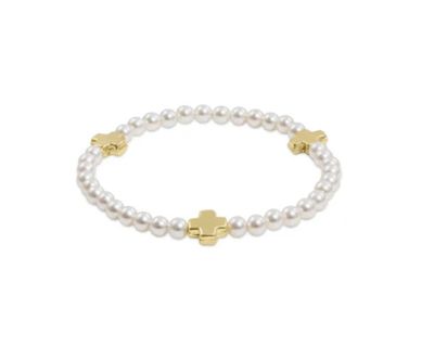 Signature Cross Pearl Pattern 4mm Bead Bracelet