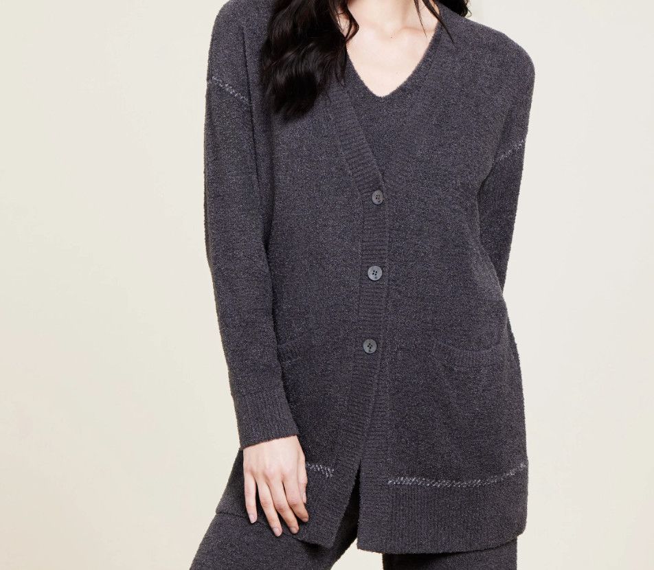 CozyChic Lite® Contrast Stitch Cardigan, Color: Carbon Fiber, Size: SMALL