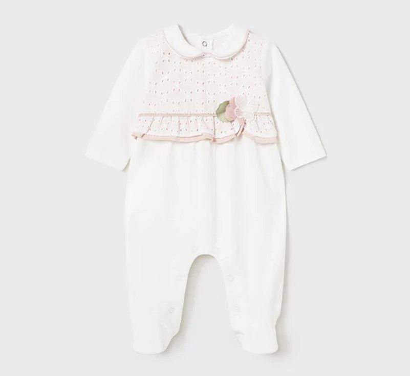  Blanco Long Dressy Romper, Size: 0-1  NB
