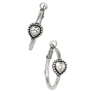 Silver Shimmer Heart Small Hoop Earrings
