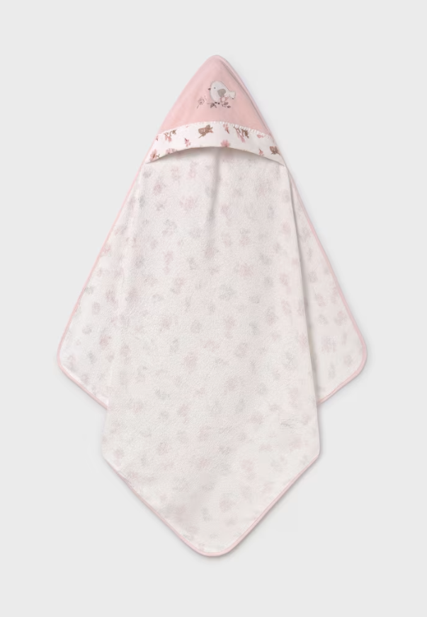 Rubor Pink Floral Birdie Hooded Towel
