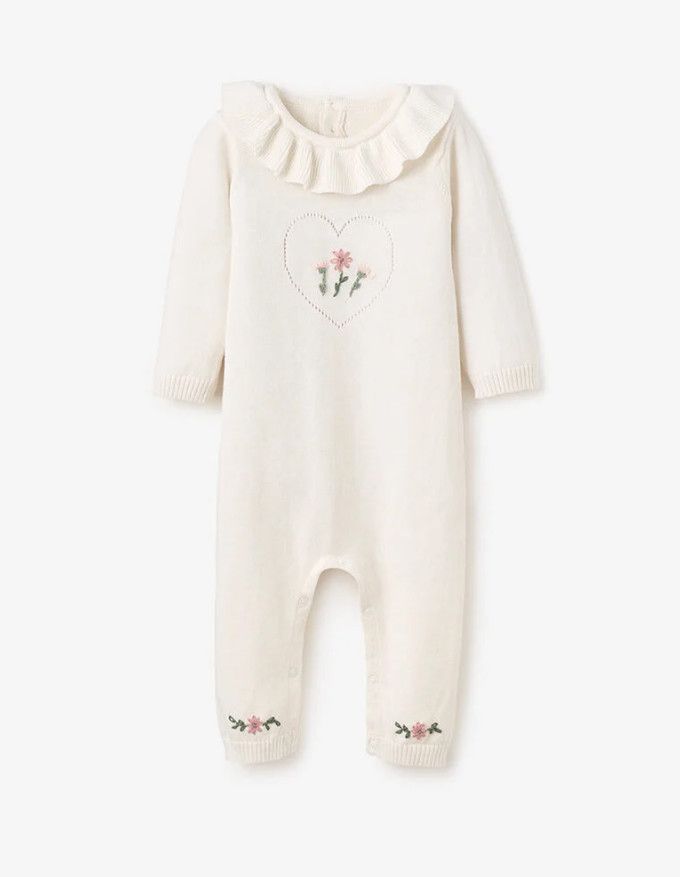 Pony Meadow Heart Jumpsuit White, Size: 6-9