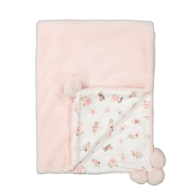 Pompom Fur Blanket, Color: Rubor Blush Pink