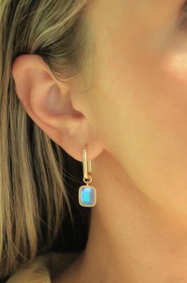 Luxe Cushion Hoops in Angel Aura Quartz