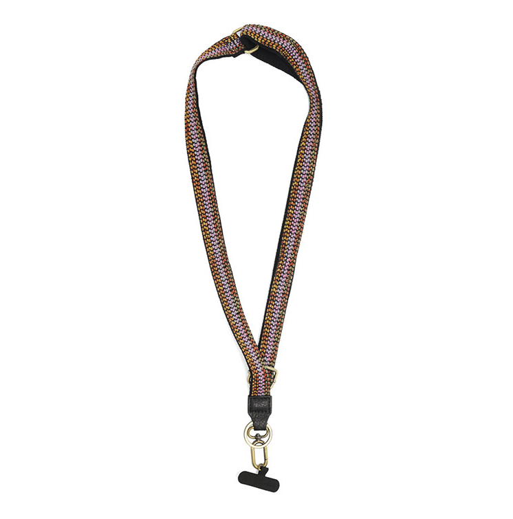 Black Multi Striped Adjustable 1&quot; Lanyard