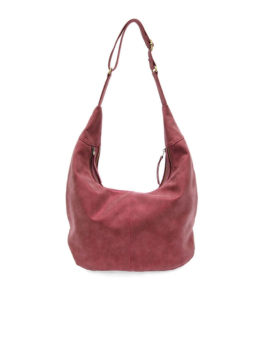 Metallic Berry Rochelle Faux Suede Large Crescent Hobo Bag
