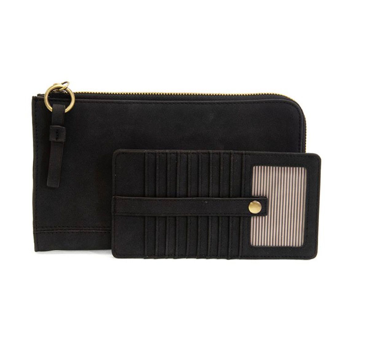 Black Faux Suede Karina Wristlet &amp; Wallet