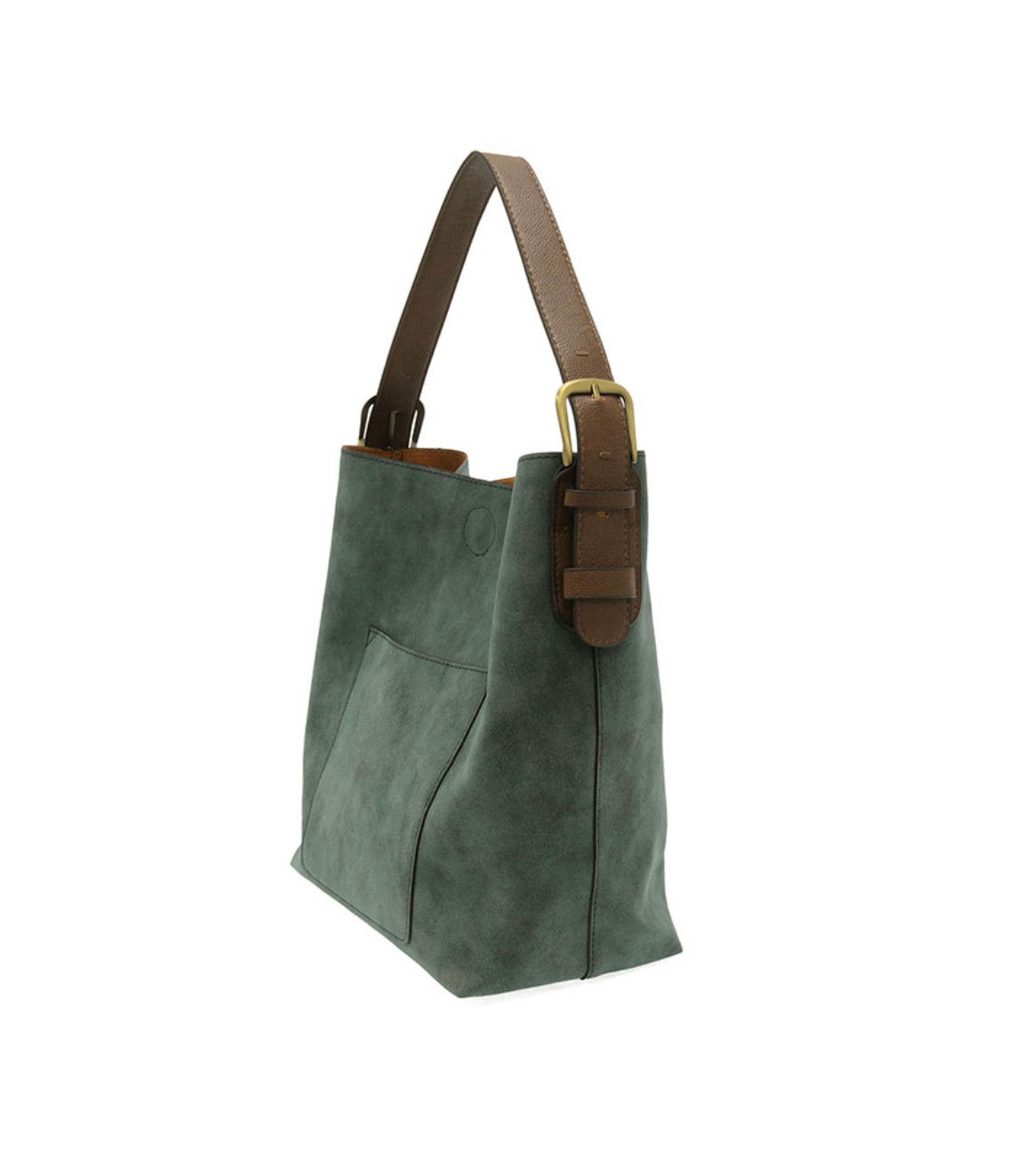 Deep Teal Coffee Handle Rich Faux Suede Hobo Handbag