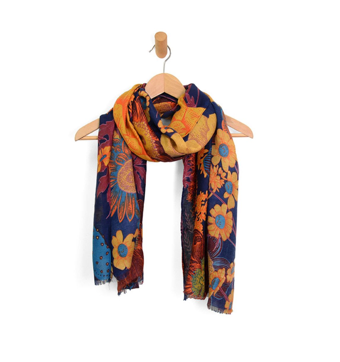 Navy Floral Toadstool Scarf