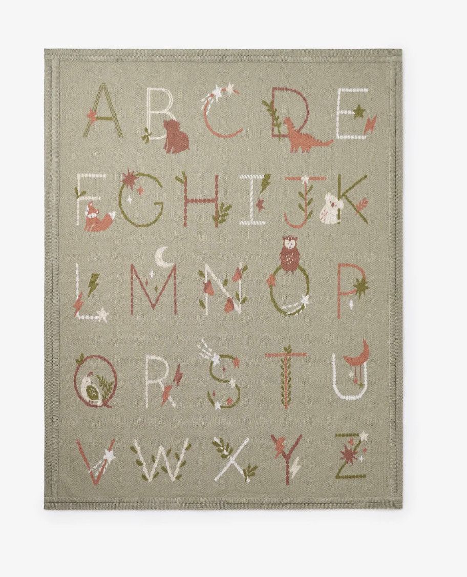 Sage Alphabet Basics Knit Baby Blanket