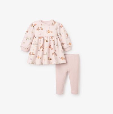 Forest Family Organic Printed Fleece Dress + Ribbed Legging