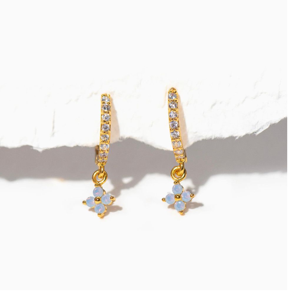 Blue Blossom Love Dangle Hoops