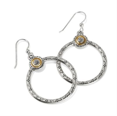 Mosaic Two Tone French Wire Hoop Earrings