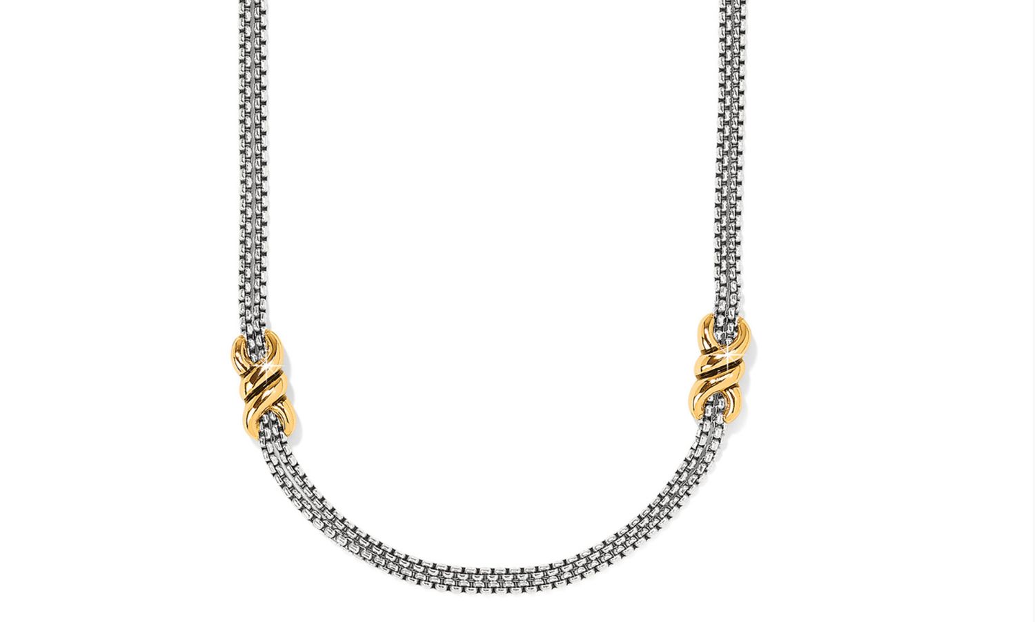 Interlok Twist Two Tone Double Chain Necklace