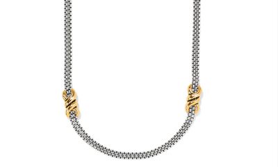 Interlok Twist Two Tone Double Chain Necklace