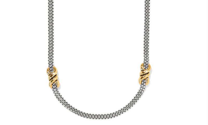 Interlok Twist Two Tone Double Chain Necklace