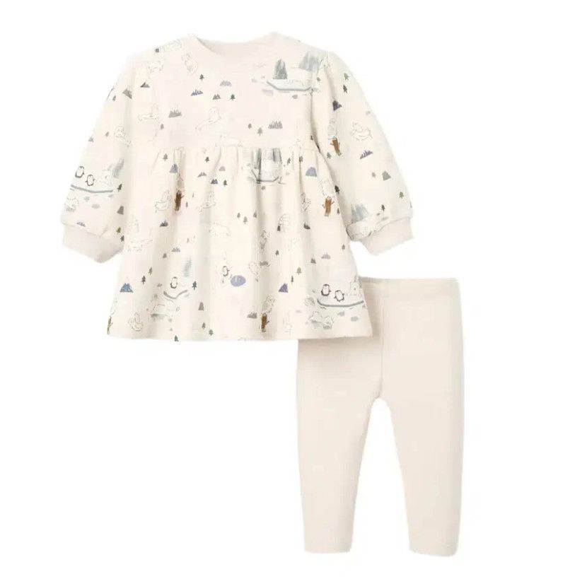 Arctic Family Printed Organic Fleece Dress &amp; Rib Legging