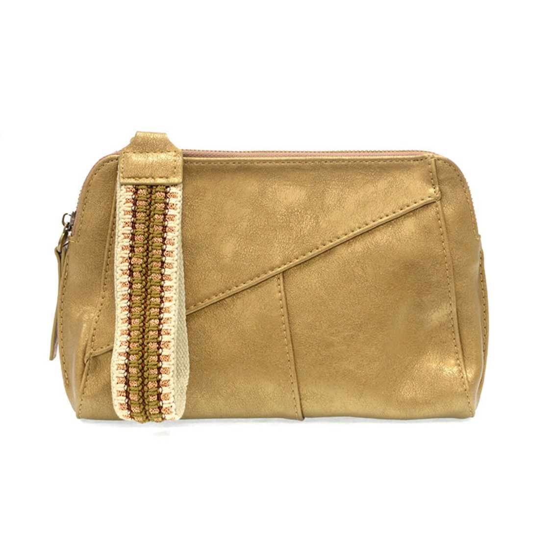 Metallic Gold Gigi Crossbody with Woven Wristlet Strap