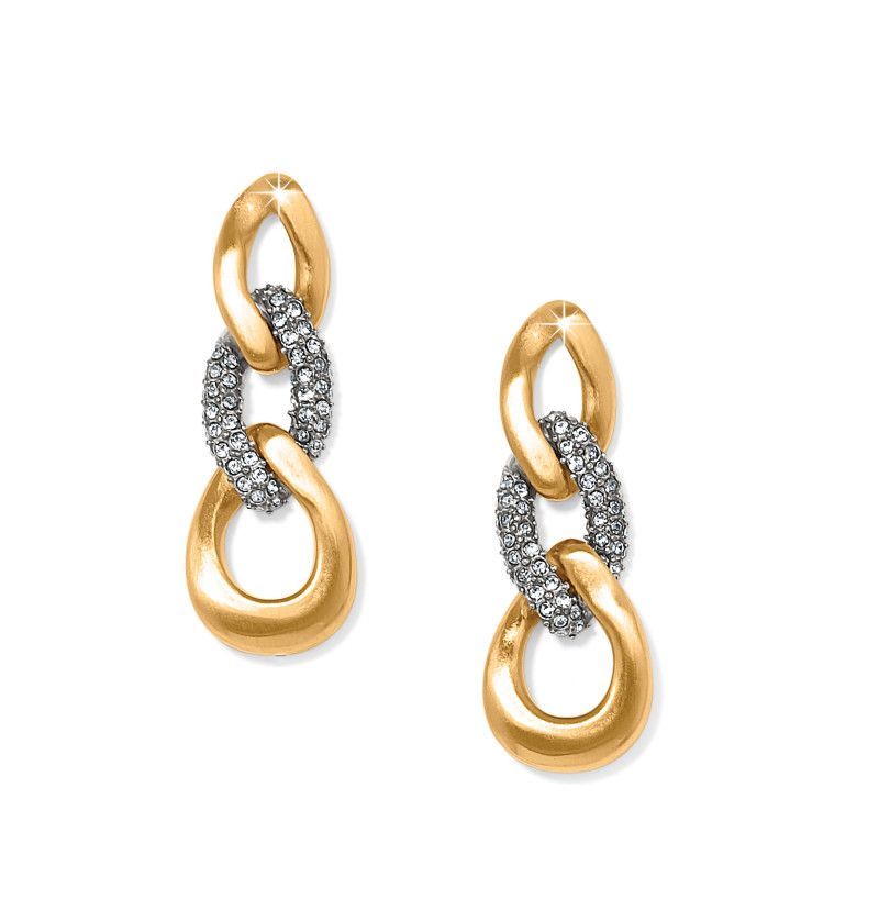 Cleo Pave Link Post Drop Earrings, Color: Gold
