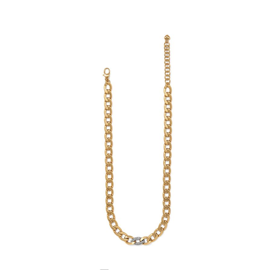 Cleo Pave Link Necklace, Color: Gold