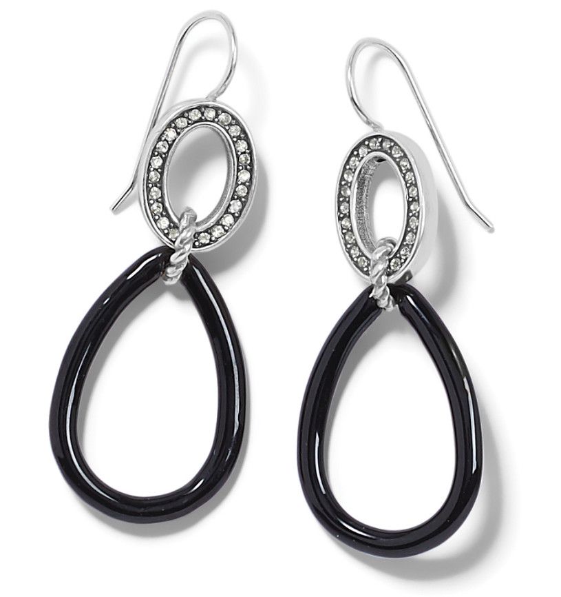 Neptunes Rings Night Black/Silver French Wire Earrings