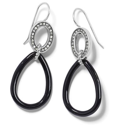 Neptunes Rings Night Black/Silver French Wire Earrings