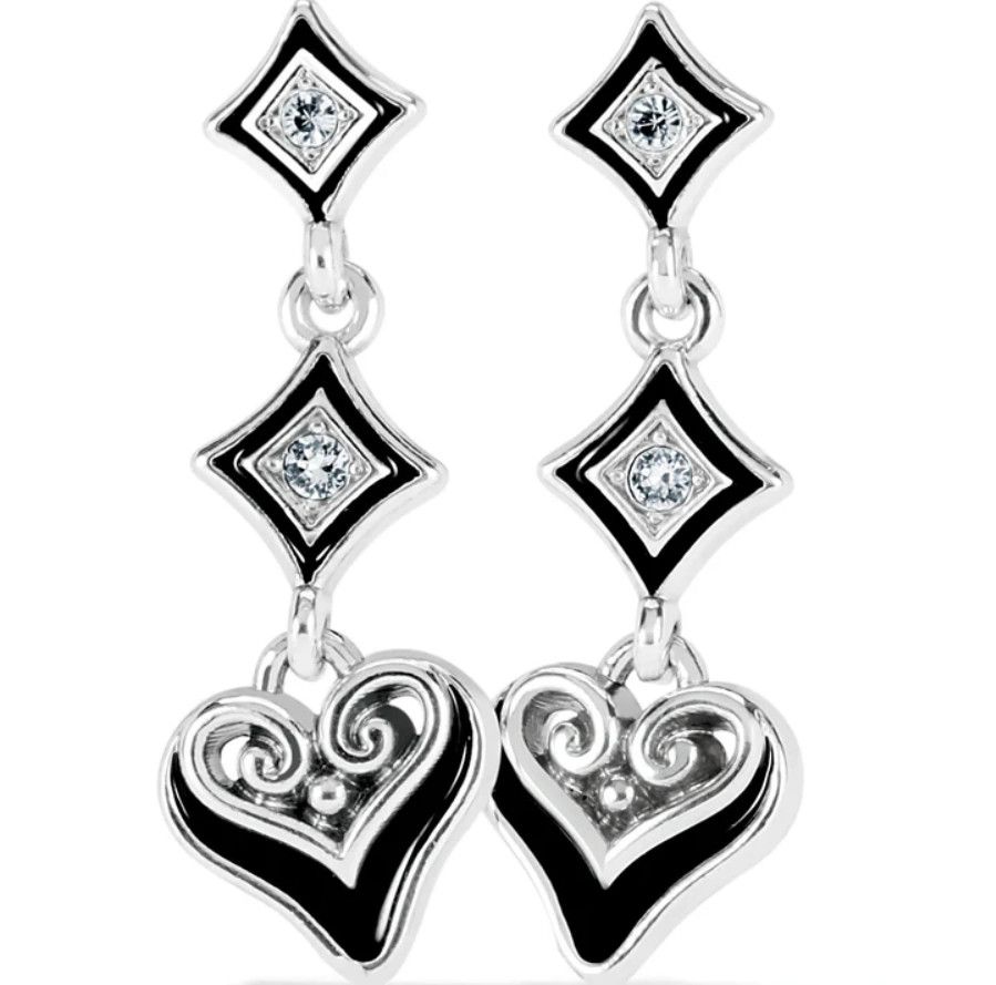 Alcazar Mystique Post Drop Earrings Silver Black