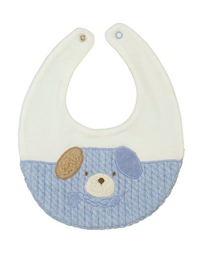 Cielo Sky Blue Puppy Bibs, Color: Puppy Face