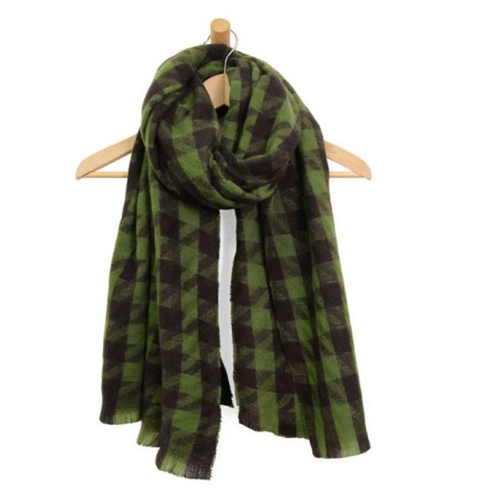 Houndstooth Scarf Green Espresso