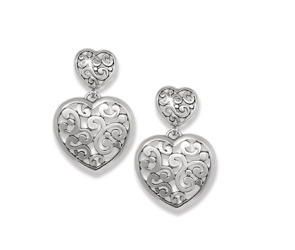 Contempo Heart Double Post Drop Earrings