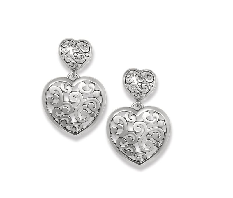 Contempo Heart Double Post Drop Earrings