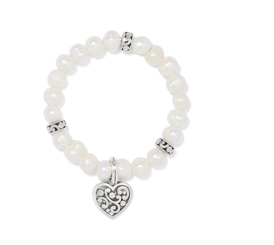 Contempo Heart Pearl Stretch Bracelet