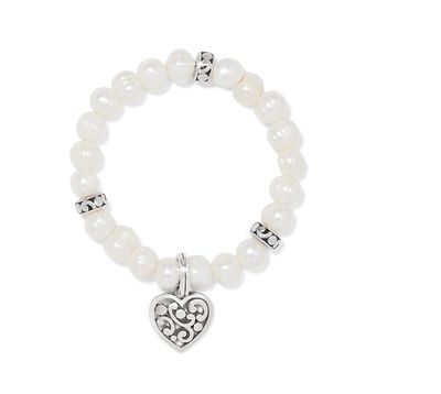 Contempo Heart Pearl Stretch Bracelet