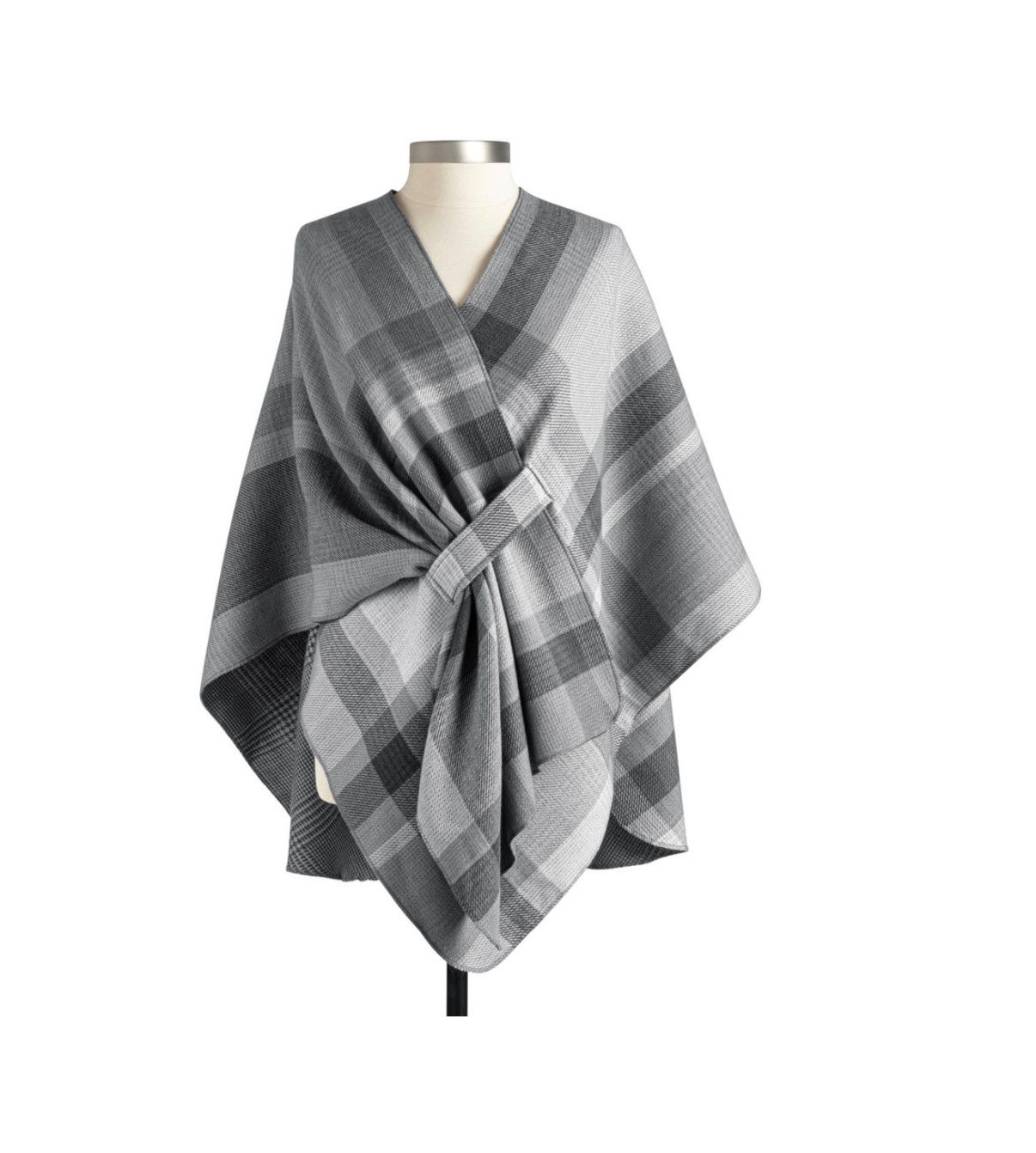 Plaid Reversible Wrap Charcoal
