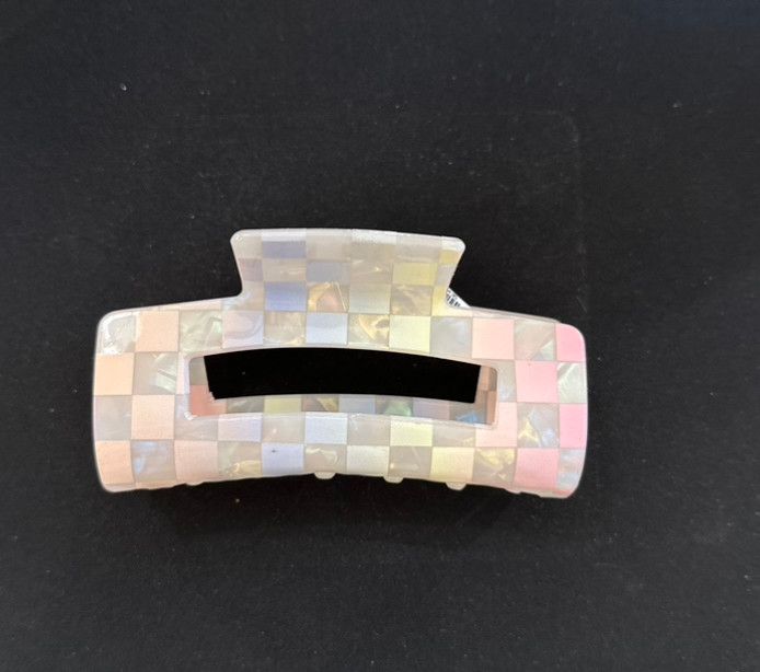 Iridescent Claw Clips, Color: Rainbow Checkered