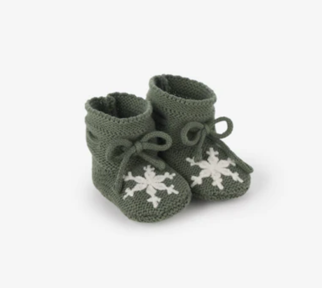 Green Snowflake Booties