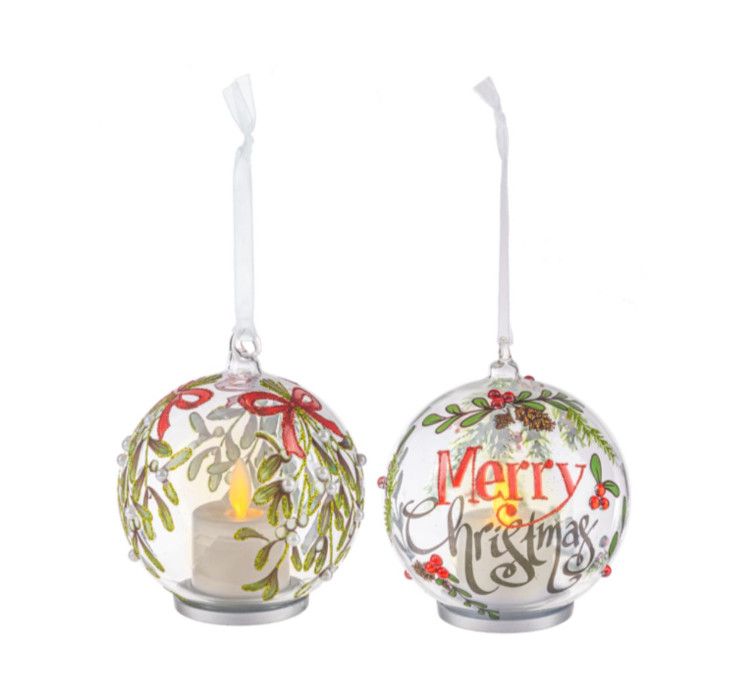 LED Merry Christmas &amp; Holly Ornament