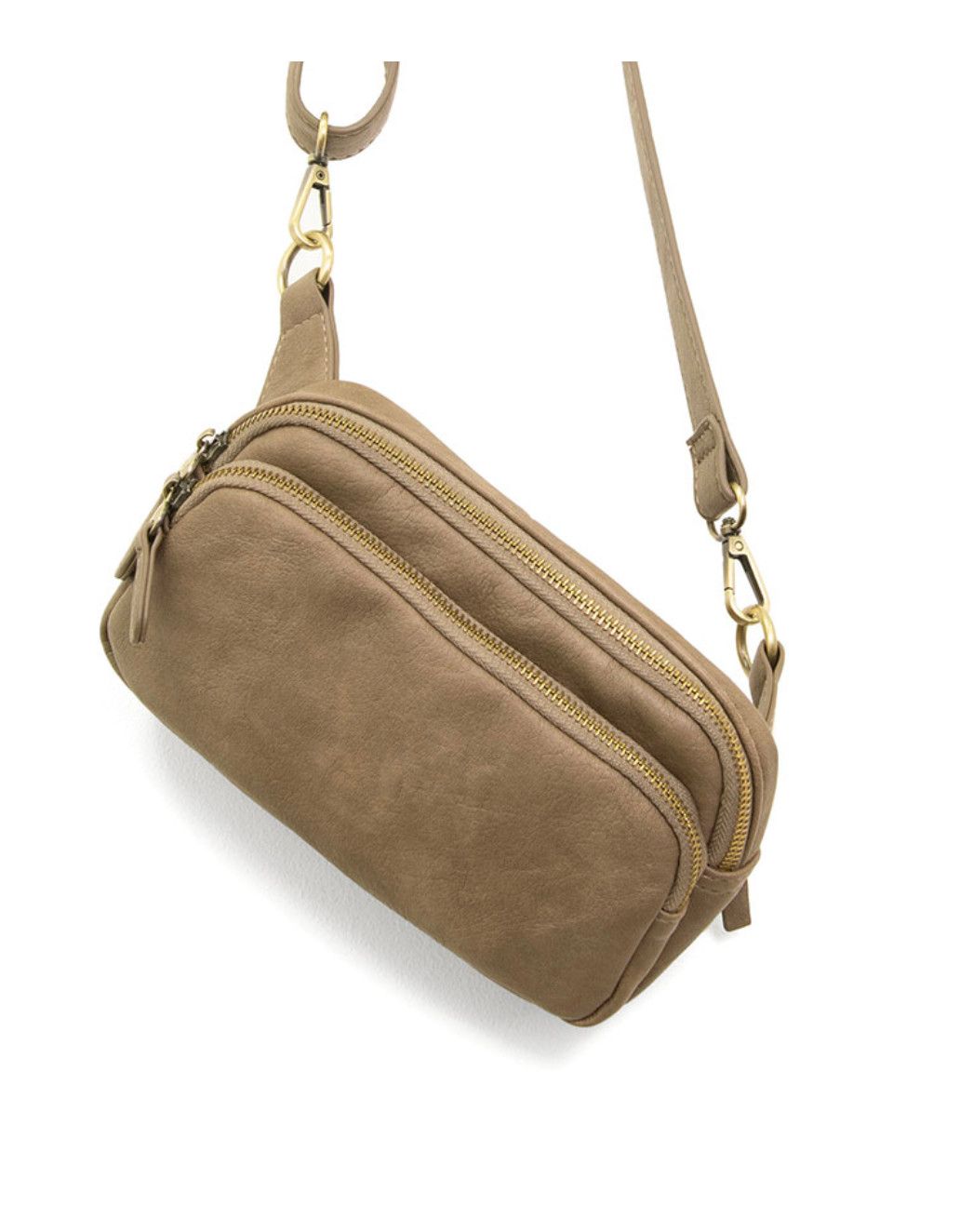 Dark Taupe Kylie Double Zip Sling Belt Bag