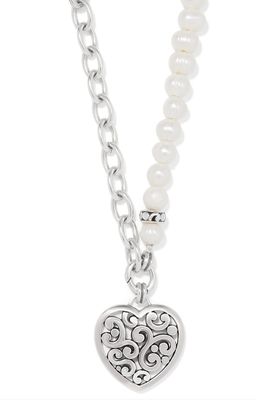Contempo Heart Pearl Charm Necklace