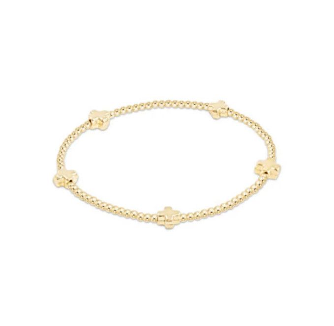 Signature Cross Small Pattern Bead Bracelet, Color: Gold, Size: 2mm