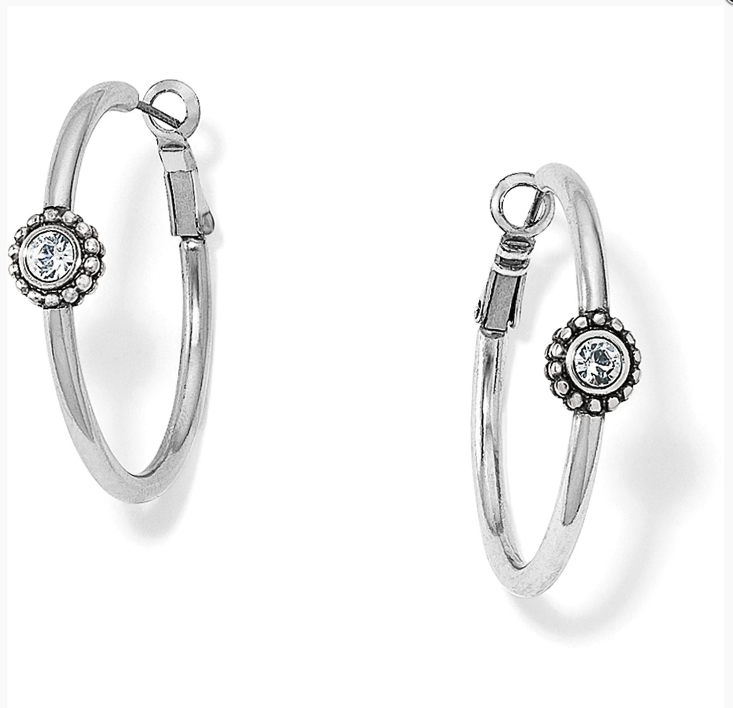 Twinkle Medium Hoop Post Earrings Silver