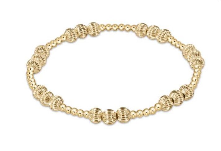 Dignity Joy Pattern Gold Bead Bracelet, Size: 4mm