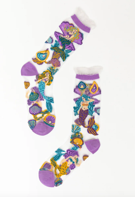 Whimsical Mermaid Ruffle Sheer Crew Sock
