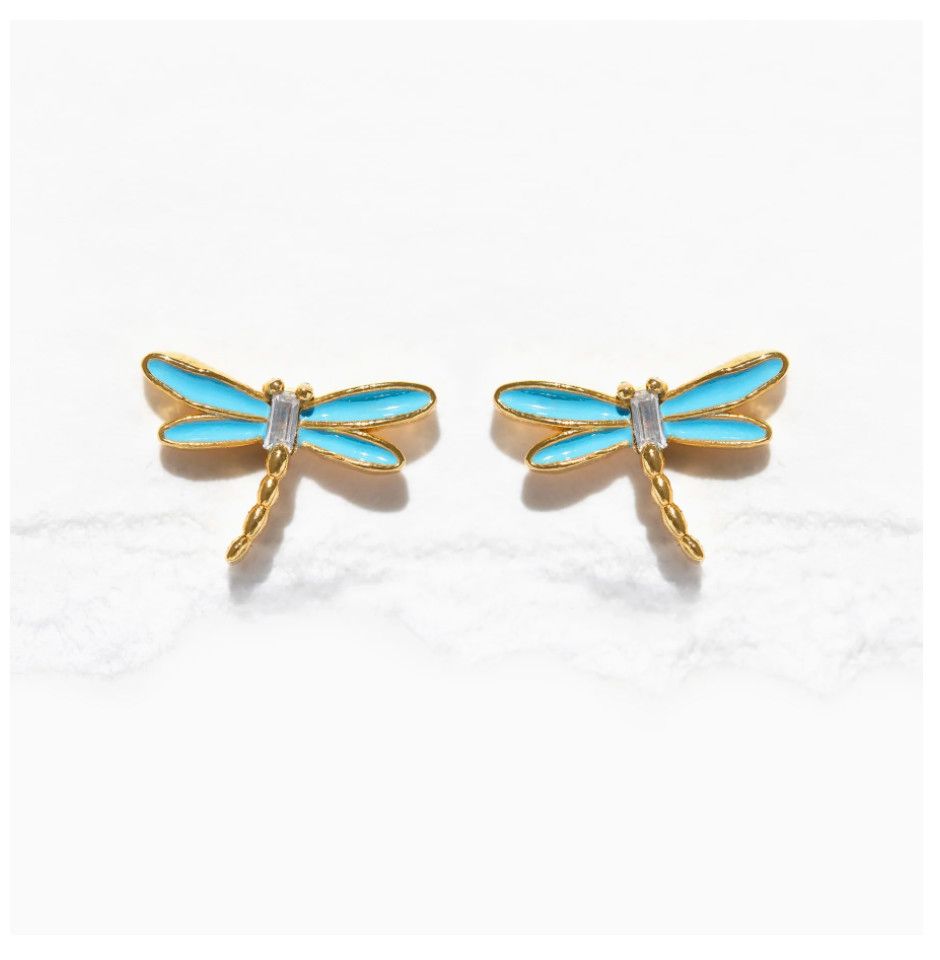 Dragonfly Studs, Color: Gold