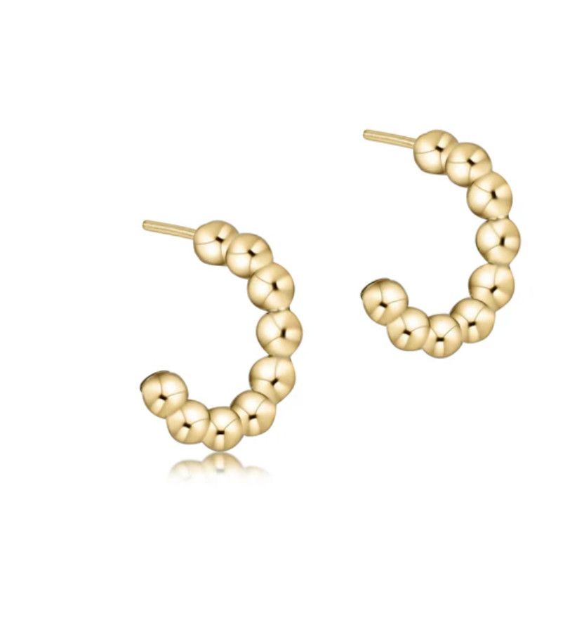 Classic Beaded 1&quot; Post Hoop 4mm Gold