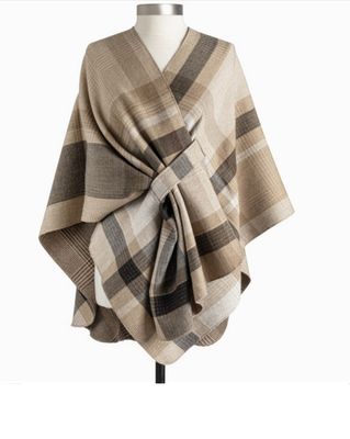 Plaid Reversible Wrap - Camel